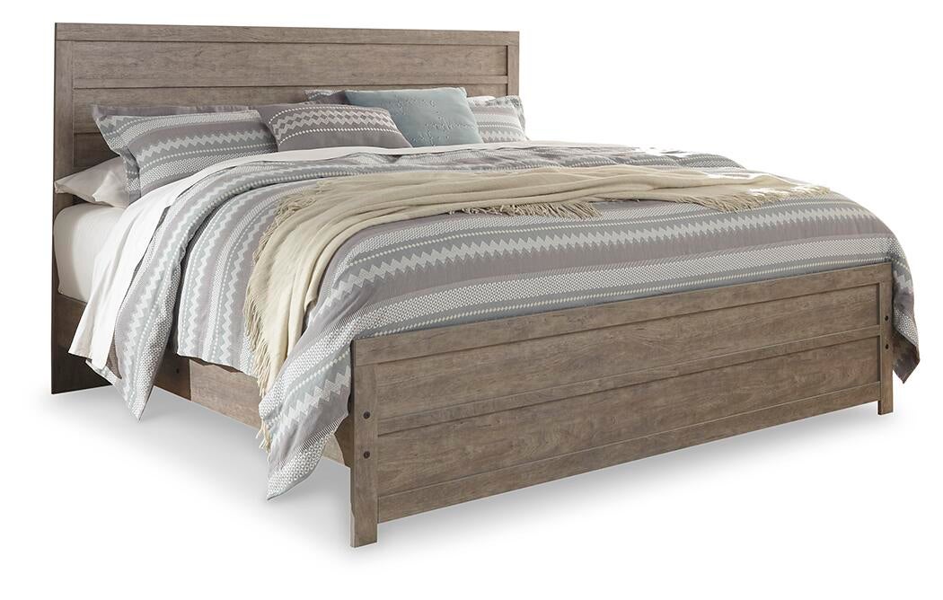 Culverbach King Panel Bed with Mirrored Dresser, Chest and Nightstand
