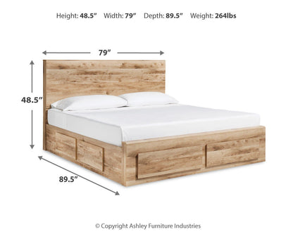 Hyanna King Panel Storage Bed with 1 Under Bed Storage Drawer, Dresser and Mirror