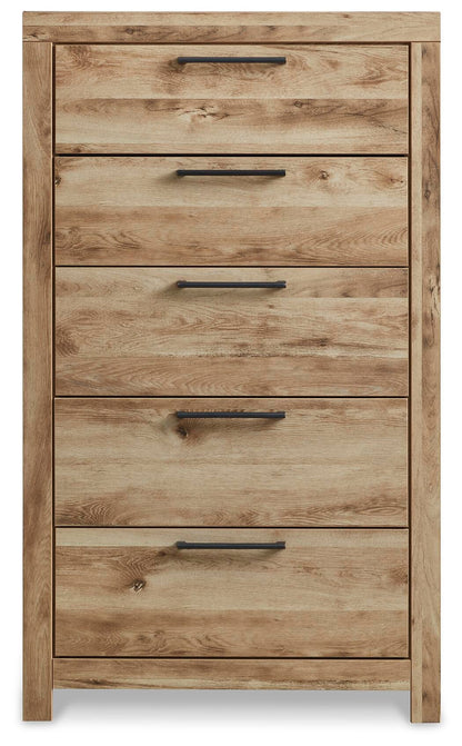 Hyanna Queen Panel Bed with 2 Side Storage, Dresser, Mirror, Chest and Nightstand