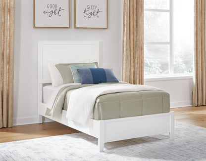 Binterglen Twin Panel Bed with Mirrored Dresser