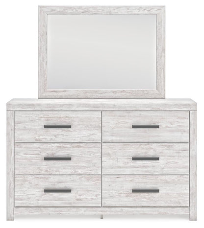 Cayboni Full Panel Bed with Mirrored Dresser and Nightstand