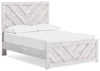 Cayboni Full Panel Bed with Mirrored Dresser and Nightstand