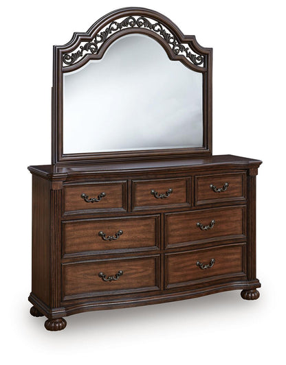 Lavinton Queen Poster Bed with Mirrored Dresser
