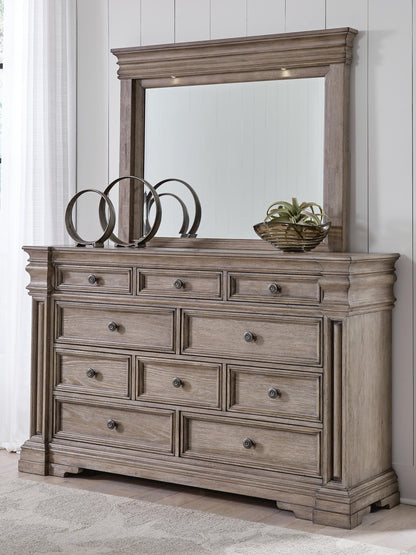 Blairhurst California King Panel Bed with Mirrored Dresser
