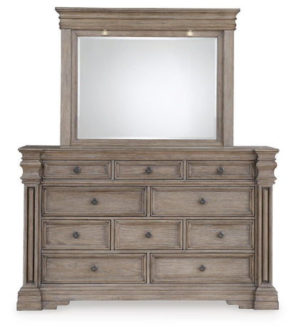 Blairhurst King Panel Bed with Mirrored Dresser and Nightstand