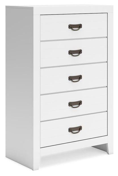 Binterglen California King Panel Bed, Dresser, Mirror, Chest and Nightstand