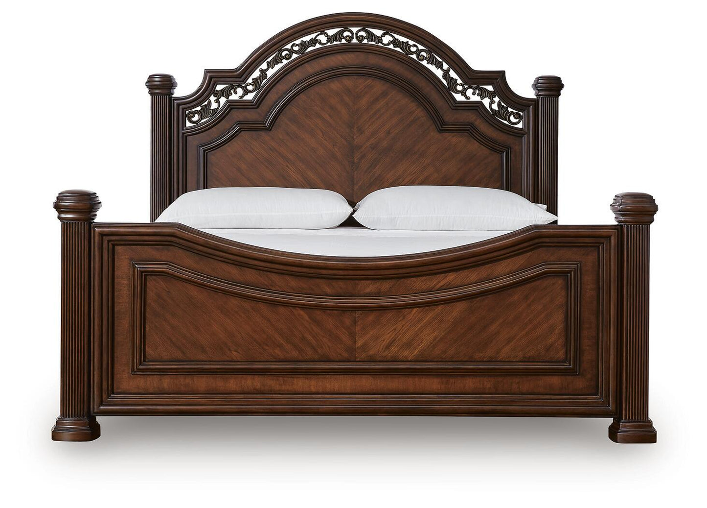 Lavinton California King Poster Bed with Mirrored Dresser and Nightstand
