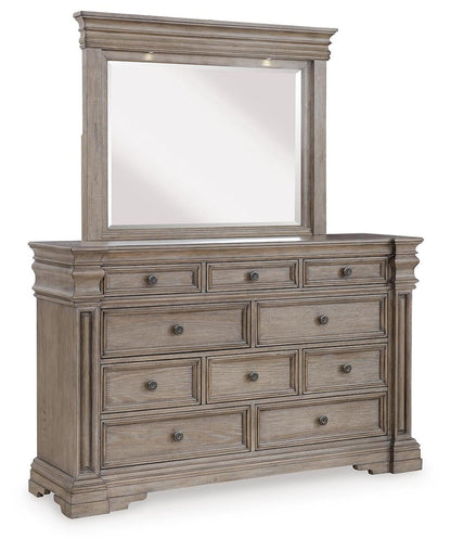 Blairhurst Queen Panel Bed with Mirrored Dresser and Nightstand