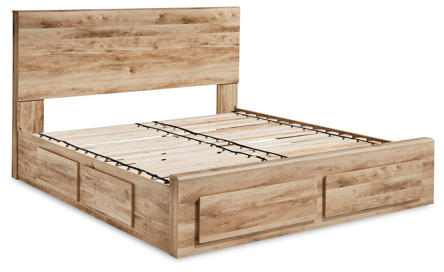 Hyanna King Panel Storage Bed with 1 Under Bed Storage Drawer, Dresser, Mirror, Chest and Nightstand
