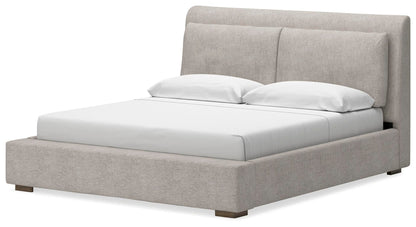 Cabalynn California King Upholstered Bed with Mirrored Dresser, Chest and Nightstand