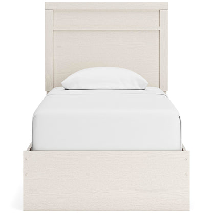 Stelsie Twin Panel Bed with Mirrored Dresser