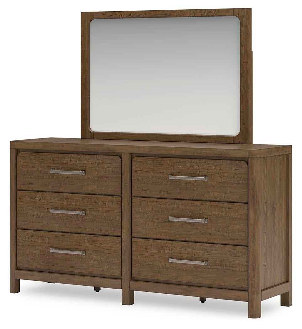 Cabalynn Queen Upholstered Bed with Mirrored Dresser and Nightstand
