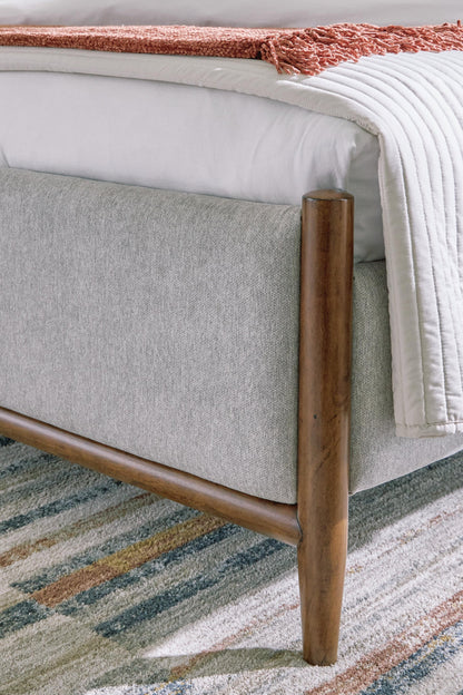 Lyncott King Upholstered Bed with Mirrored Dresser and Nightstand