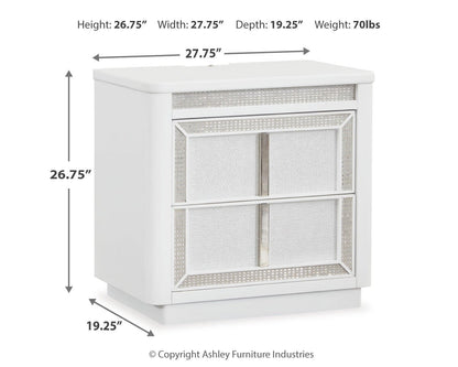 Chalanna Queen Upholstered Storage Bed, Dresser, Mirror, Chest and Nightstand