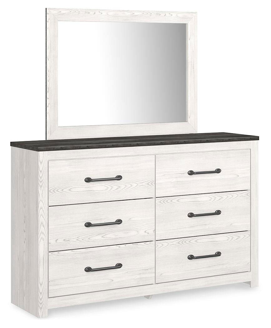 Gerridan King Panel Bed with Mirrored Dresser, Chest and Nightstand