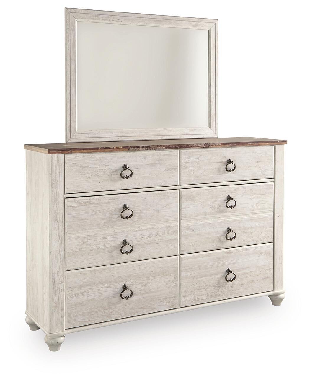 Willowton King Panel Bed with Mirrored Dresser and Nightstand