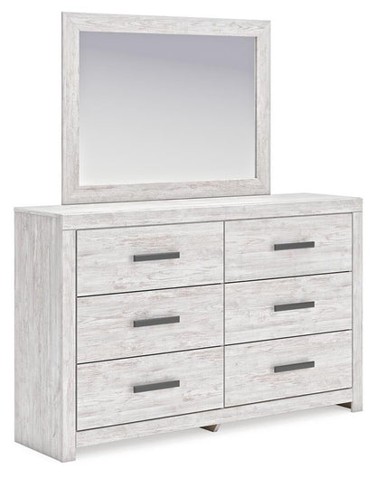 Cayboni Twin Panel Bed with Mirrored Dresser
