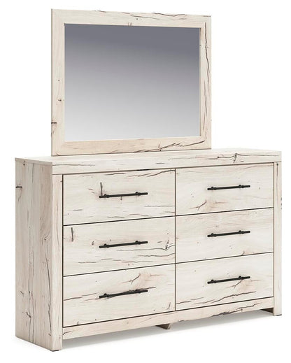 Lawroy King Panel Storage Bed, Dresser, Mirror and Nightstand
