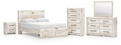 Lawroy Queen Panel Storage Bed, Dresser, Mirror, Chest and Nightstand