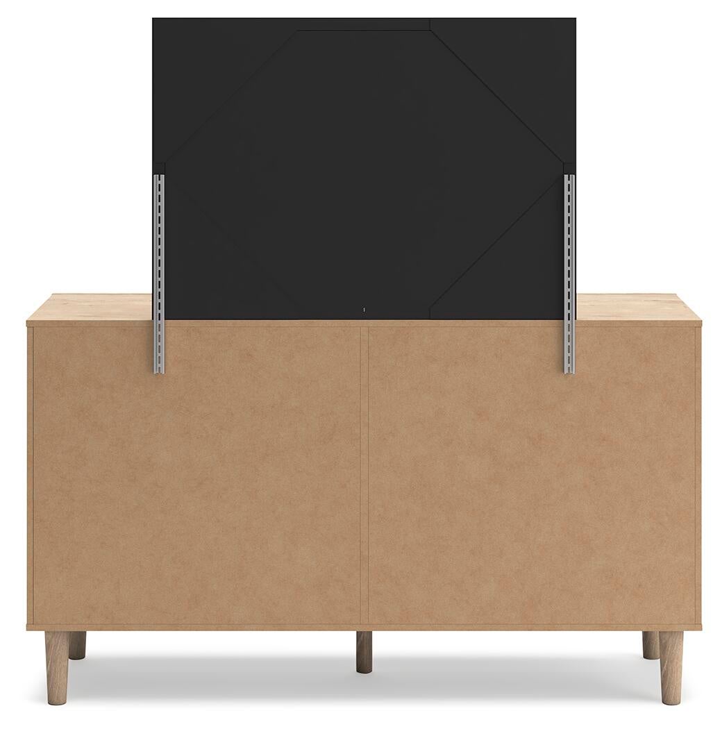Cielden Queen Panel Bed with Mirrored Dresser