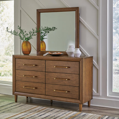 Lyncott King Upholstered Bed with Mirrored Dresser