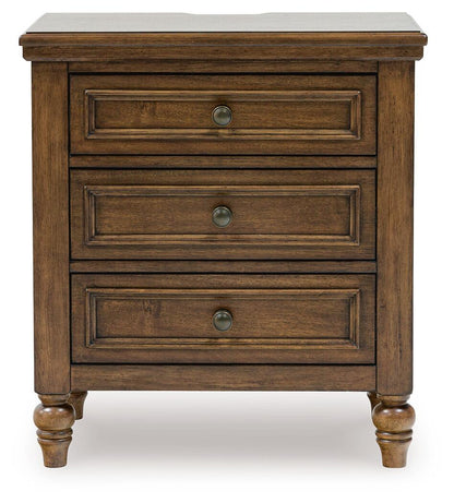 Sturlayne King Upholstered Panel Bed, Dresser, Mirror, Chest and Nightstand
