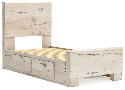 Lawroy Twin Panel Bed with Storage, Dresser, Mirror, Chest and Nightstand