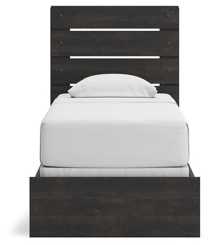 Delmorta Twin Panel Bed, Dresser, Mirror and Nightstand