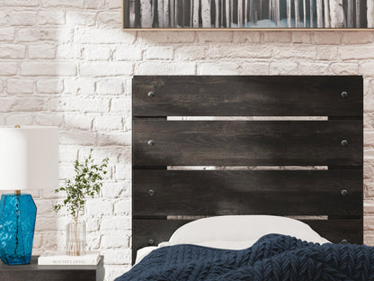 Delmorta Full Panel Bed with Storage, Dresser and Mirror
