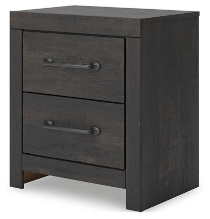 Delmorta Full Panel Bed with Storage, Dresser, Mirror, Chest and Nightstand