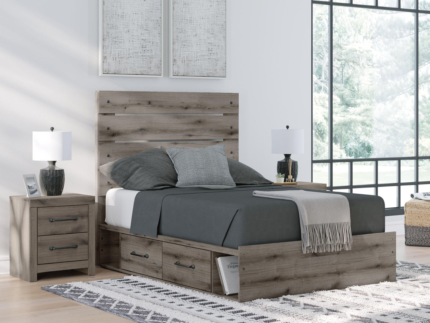 Urbanoore Full Panel Storage Bed, Dresser and Mirror