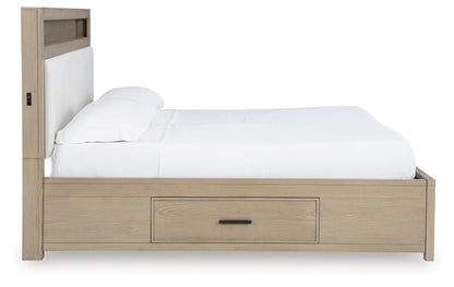Calmoro California King Bookcase Bed with Mirrored Dresser