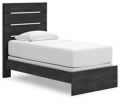 Delmorta Twin Panel Bed, Dresser, Mirror, Chest and Nightstand