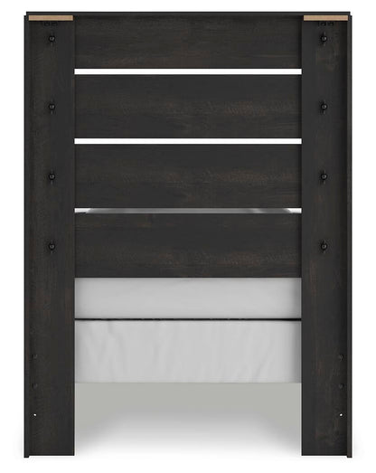 Delmorta Twin Panel Bed, Dresser, Mirror, Chest and Nightstand