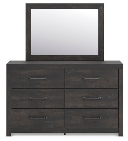 Delmorta Queen Panel Bed, Dresser, Mirror, Chest and Nightstand