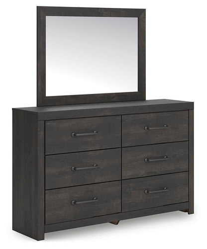 Delmorta King Panel Bed, Dresser, Mirror and Nightstand