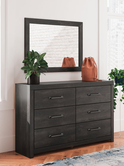 Delmorta King Panel Bed, Dresser, Mirror and Nightstand