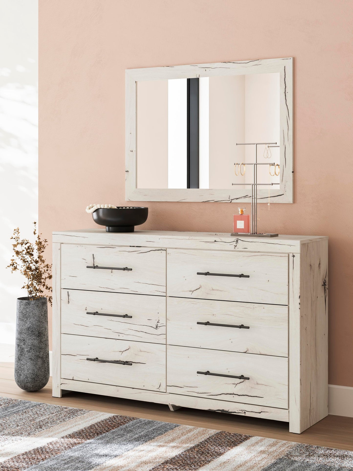 Lawroy King Panel Headboard, Dresser, Mirror and Nightstand