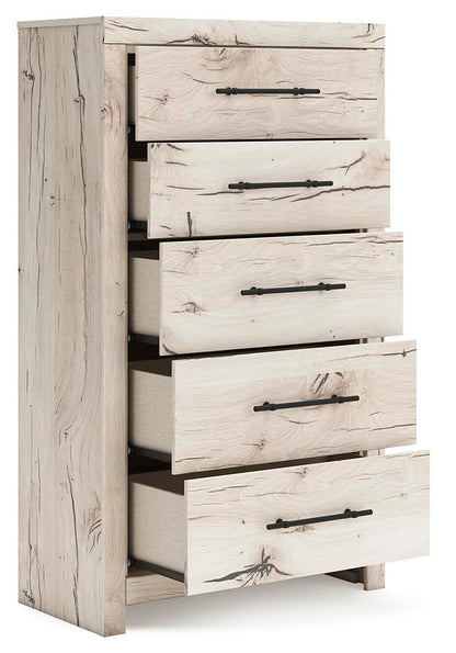 Lawroy King Panel Bed with Storage, Dresser, Mirror, Chest and Nightstand