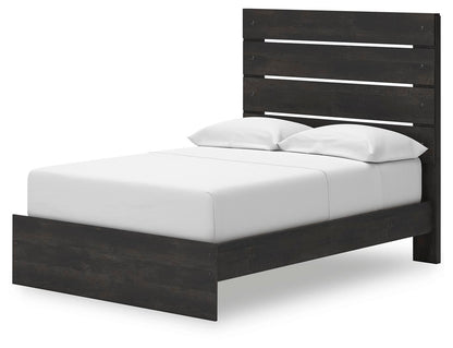 Delmorta Full Panel Storage Bed, Dresser, Mirror and Nightstand