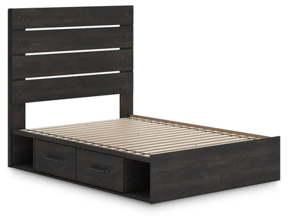 Delmorta Full Panel Storage Bed, Dresser, Mirror and Nightstand