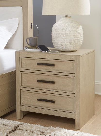 Calmoro Queen Bookcase Bed with Mirrored Dresser and Nightstand