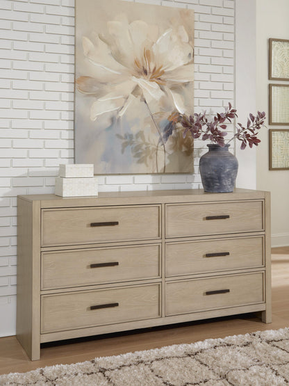 Calmoro King Bookcase Bed with Mirrored Dresser