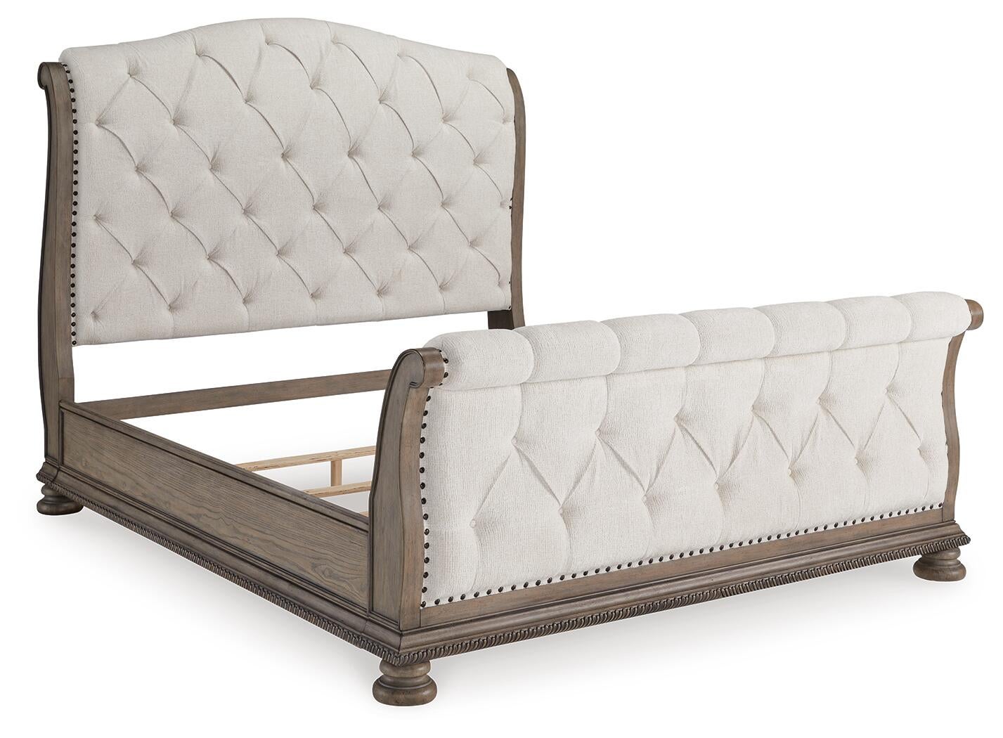 Ardenfield California King Upholstered Sleigh Bed, Dresser and Mirror