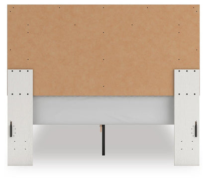 Birmonton Queen Upholstered Panel Platform Bed, Dresser and Mirror