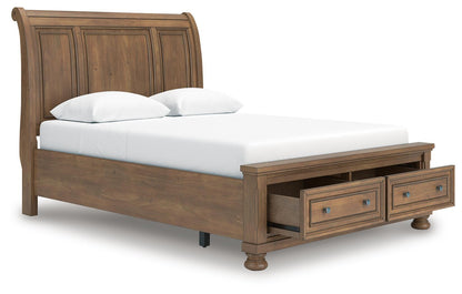 Vandenmore Queen Storage Sleigh Bed with Mirrored Dresser, Chest and Nightstand