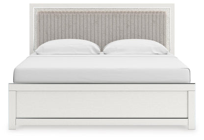 Birmonton King Upholstered Panel Bed, Dresser, Mirror, Chest and Nightstand