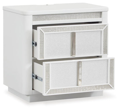 Chalanna King Upholstered Storage Bed, Dresser, Mirror, Chest and Nightstand