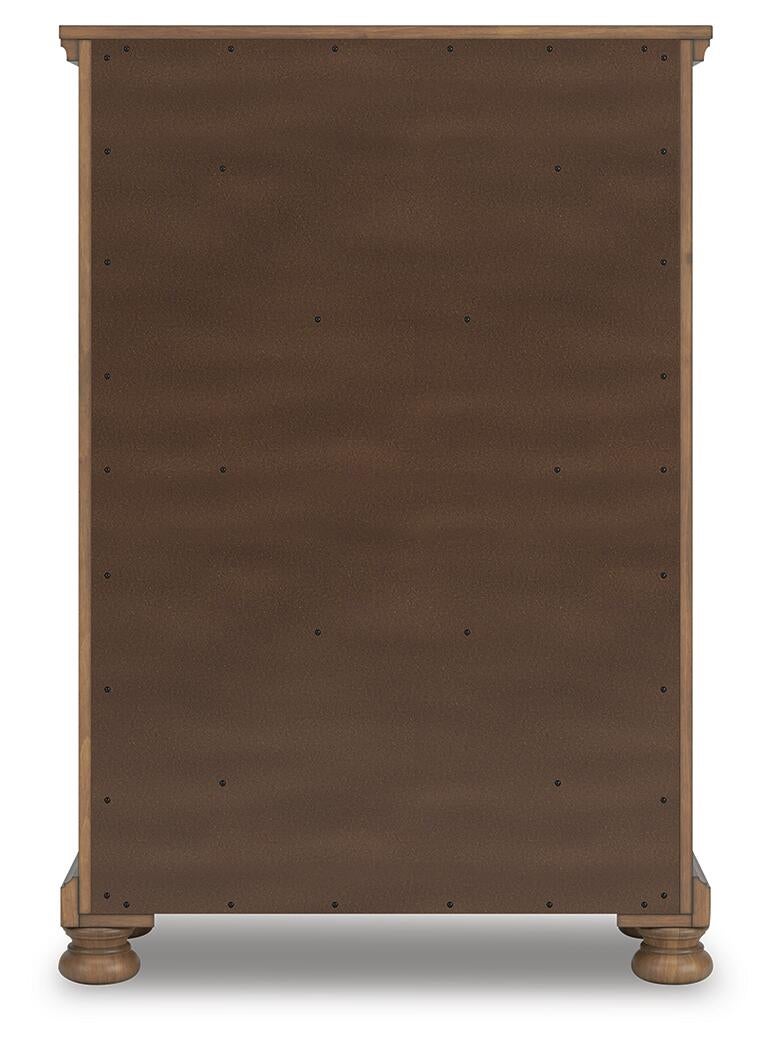 Vandenmore California King Storage Sleigh Bed with Mirrored Dresser, Chest and Nightstand