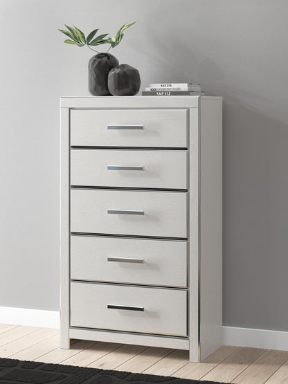 Birmonton King Upholstered Panel Platform Storage Bed, Dresser, Mirror, Chest and Nightstand